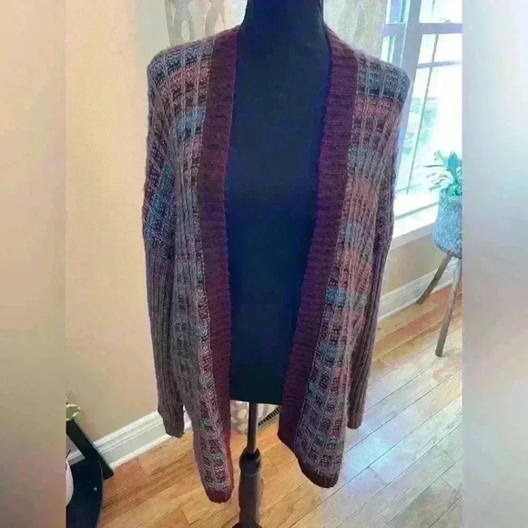 Soft Surroundings Women Size S/M Eirene Multicolor Plaid Fuzzy Sweater Cardigan - Picture 7 of 13